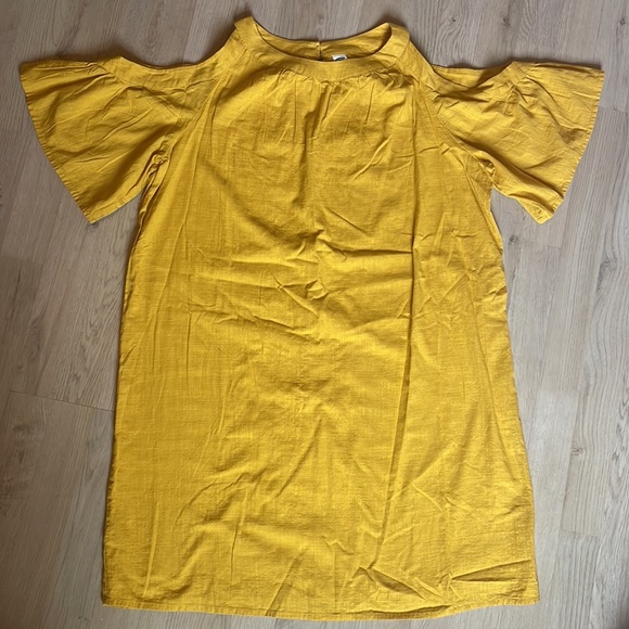 Old Navy Dresses & Skirts - Old Navy Cold Shoulder Sheath Dress Women's Size Large Yellow Cotton